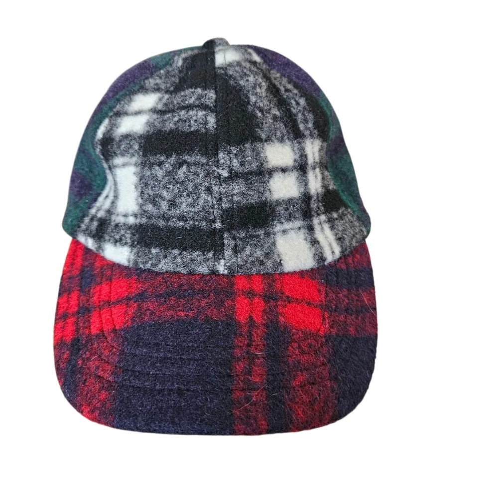 Sandiego Hat Company Flannel Plaid Cap Green Red White Womens Adjustable Size